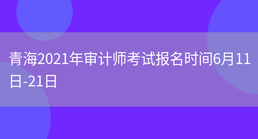 青海2021年审计师考试报名时间6月11日-21日(图1)
