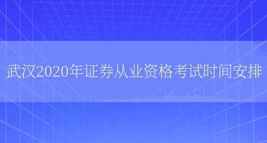 武汉2020年证券从业资格考试时间安排(图1)