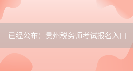 已经公布：贵州税务师考试报名入口(图1)