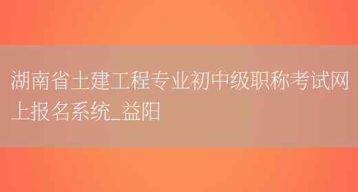 湖南省土建工程专业初中级职称考试网上报名系统_益阳(图1)