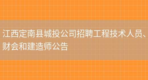 江西定南县城投公司招聘工程技术人员、财会和建造师公告(图1)