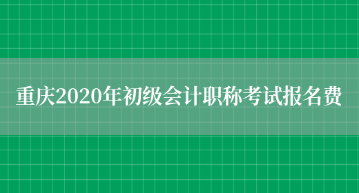重庆2020年初级会计职称考试报名费(图1)