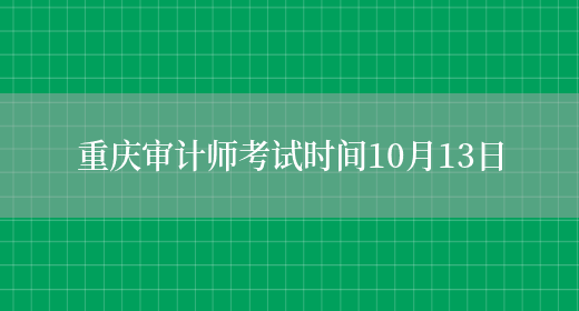 重庆审计师考试时间10月13日(图1)