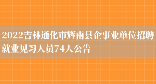 2022吉林通化市辉南县企事业单位招聘就业见习人员74人公告(图1)