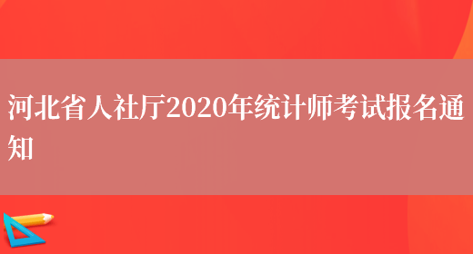 河北省人社厅2020年统计师考试报名通知(图1)
