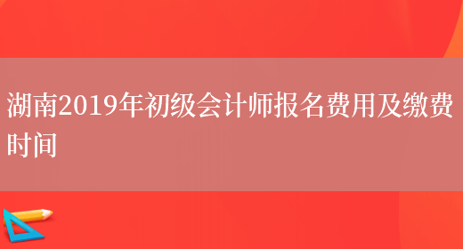 湖南2019年初级会计师报名费用及缴费时间(图1)
