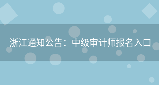 浙江通知公告：中级审计师报名入口(图1)
