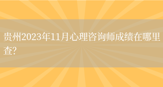 贵州2023年11月心理咨询师成绩在哪里查？(图1)
