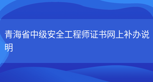 青海省中级安全工程师证书网上补办说明(图1)