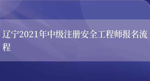 辽宁2021年中级注册安全工程师报名流程(图1)