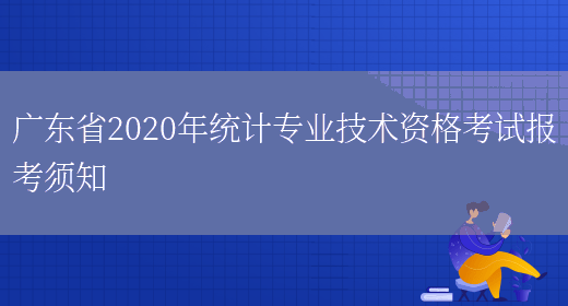 广东省2020年统计专业技术资格考试报考须知(图1)