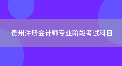 贵州注册会计师专业阶段考试科目(图1)