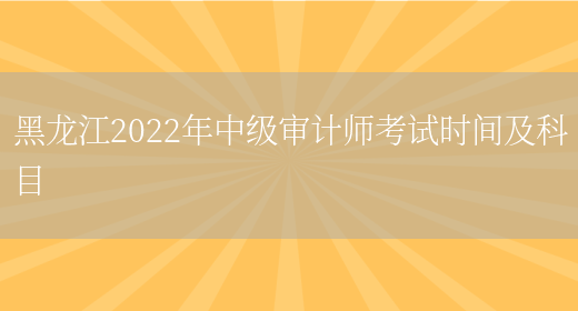 黑龙江2022年中级审计师考试时间及科目(图1)