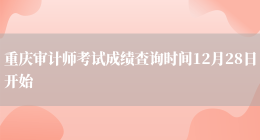重庆审计师考试成绩查询时间12月28日开始(图1)