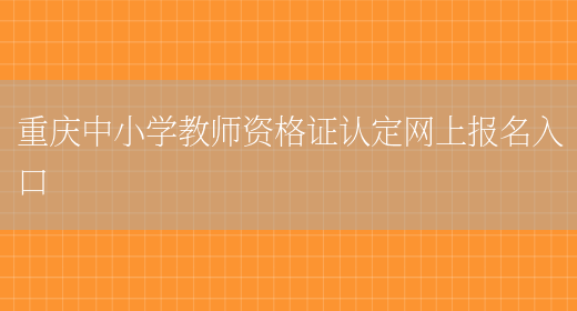 重庆中小学教师资格证认定网上报名入口(图1)