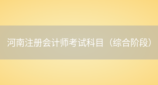 河南注册会计师考试科目（综合阶段）(图1)