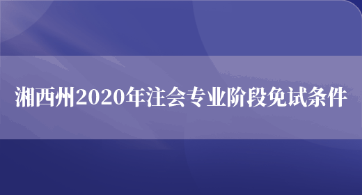 湘西州2020年注会专业阶段免试条件(图1)