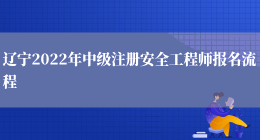 辽宁2022年中级注册安全工程师报名流程(图1)