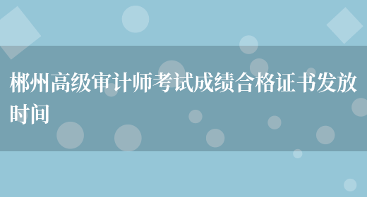 郴州高级审计师考试成绩合格证书发放时间(图1)