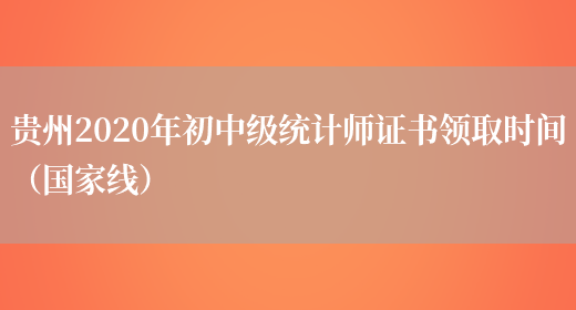 贵州2020年初中级统计师证书领取时间（国家线）(图1)