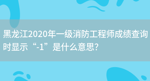 黑龙江2020年一级消防工程师成绩查询时显示“-1”是什么意思？(图1)