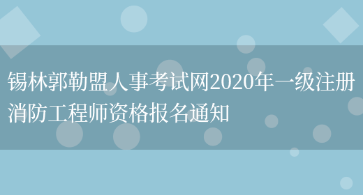 锡林郭勒盟人事考试网2020年一级注册消防工程师资格报名通知(图1)