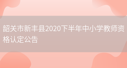 韶关市新丰县2020下半年中小学教师资格认定公告(图1)