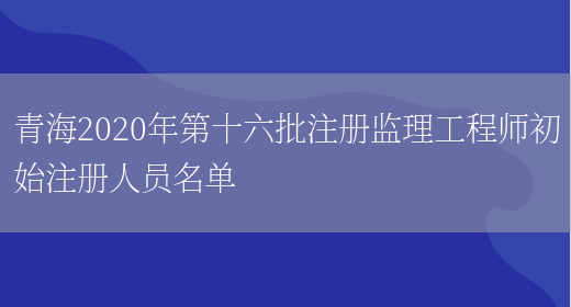 青海2020年第十六批注册监理工程师初始注册人员名单(图1)