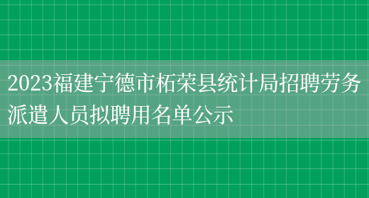 2023福建宁德市柘荣县统计局招聘劳务派遣人员拟聘用名单公示(图1)