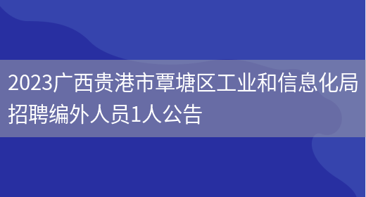 2023广西贵港市覃塘区工业和信息化局招聘编外人员1人公告(图1)