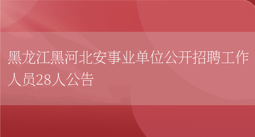 黑龙江黑河北安事业单位公开招聘工作人员28人公告(图1)