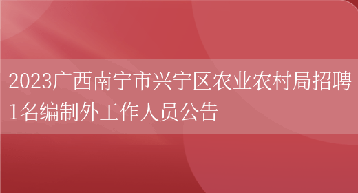 2023广西南宁市兴宁区农业农村局招聘1名编制外工作人员公告(图1)