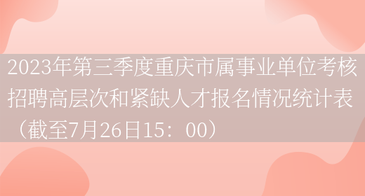 2023年第三季度重庆市属事业单位考核招聘高层次和紧缺人才报名情况统计表（截至7月26日15：00） (图1)