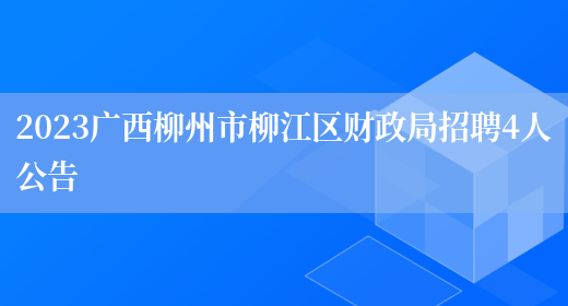 2023广西柳州市柳江区财政局招聘4人公告  (图1)