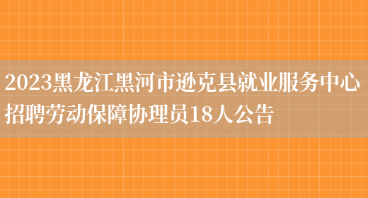 2023黑龙江黑河市逊克县就业服务中心招聘劳动保障协理员18人公告(图1)