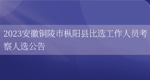 2023安徽铜陵市枞阳县比选工作人员考察人选公告(图1)